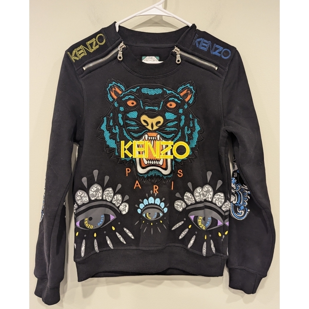 Kenzo Paris Embroidered Graphic Tiger Sweatshirt Size Small